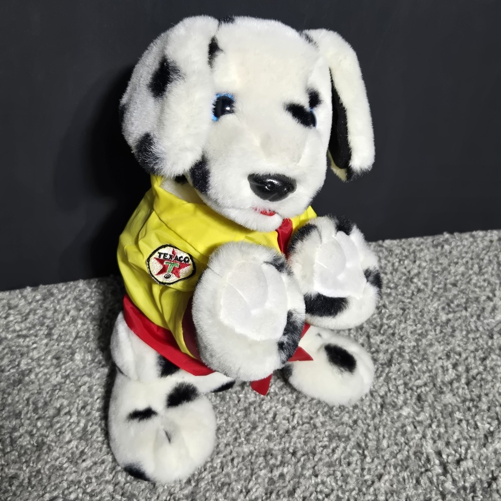 VINTAGE Texaco Dalmatian Dog Plush Stuffed Animal Pilot Fireman 1998 12" NO‎ HAT